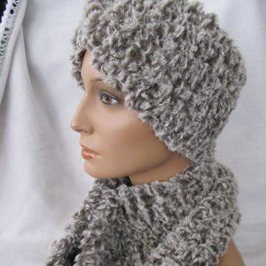 New Handmade Chunky Faux Fur Winter Headband and Infinity Scarf Set